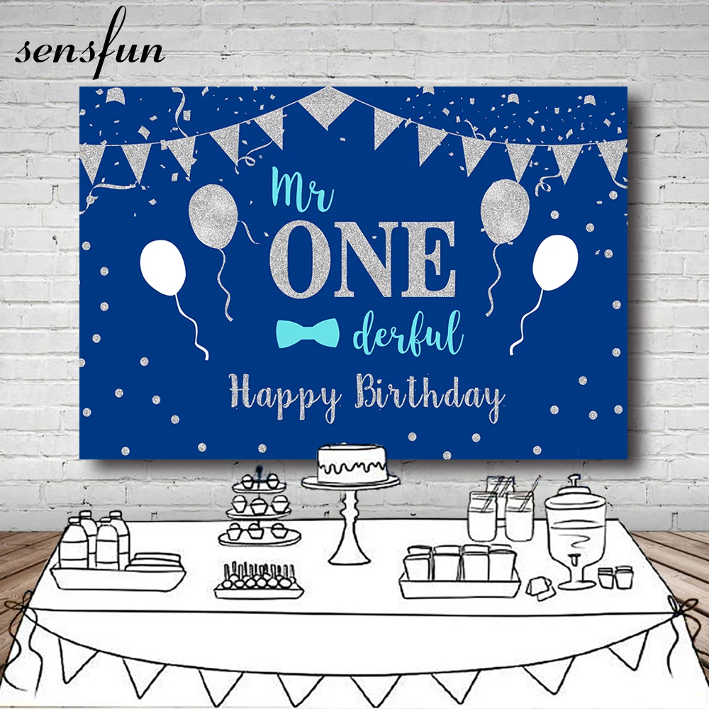 

Sensfun синий мальчик новорожденный ребенок душ декорация воздушные шары мистер ондland дети 1-й День Рождения фотография фон на заказ