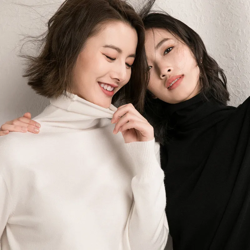 

New Arrival Fall Winter Women Turtleneck Sweater Stretch High Street Knit Pullover jumper Female Basic Tops Knitwear Sweaters