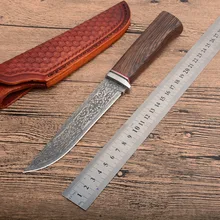 Горячие XL28 G10 Дамасская сталь круглая деревянная ручка Открытый