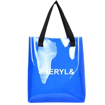 

Transparent Women'S Handbag Fashion Bag Transparent Plastic Jelly Bag Beach Bag Summer Shoulder Shoulder Bag Blue