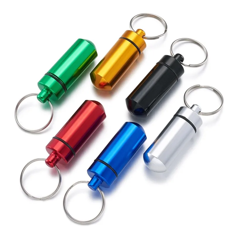 

Storage Sealed Medicine Bottle Pill Case Keychains Pill Bottle Keyring with Iron Key Ring Mini Waterproof Pill Box Key Ring