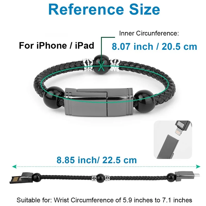 Кожаный портативный микро USB браслет зарядное устройство типа C для зарядки и