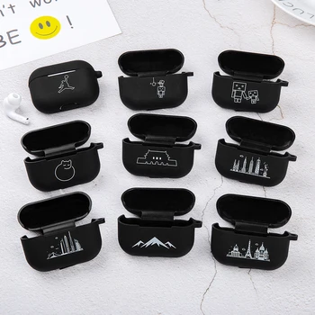 

Black Cartoon Earphone Case For Apple Airpods Pro Silicone Case For Airpods Pro 3 2019 Cover Cute Cat Soft Protective Funda Hook