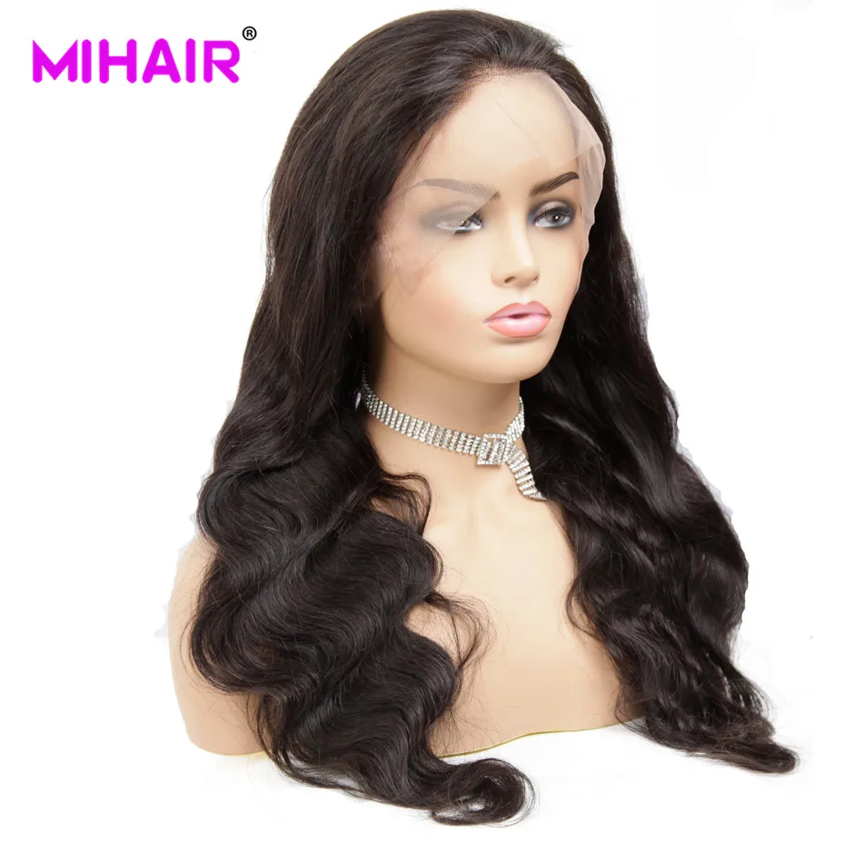 MIHAIR 13*4 кружевные передние средний коэффициент человеческих волос парики для женщин Малайзия Remy объемные волнистые кружевные парики с детскими волосами 150% предварительно выщипанные