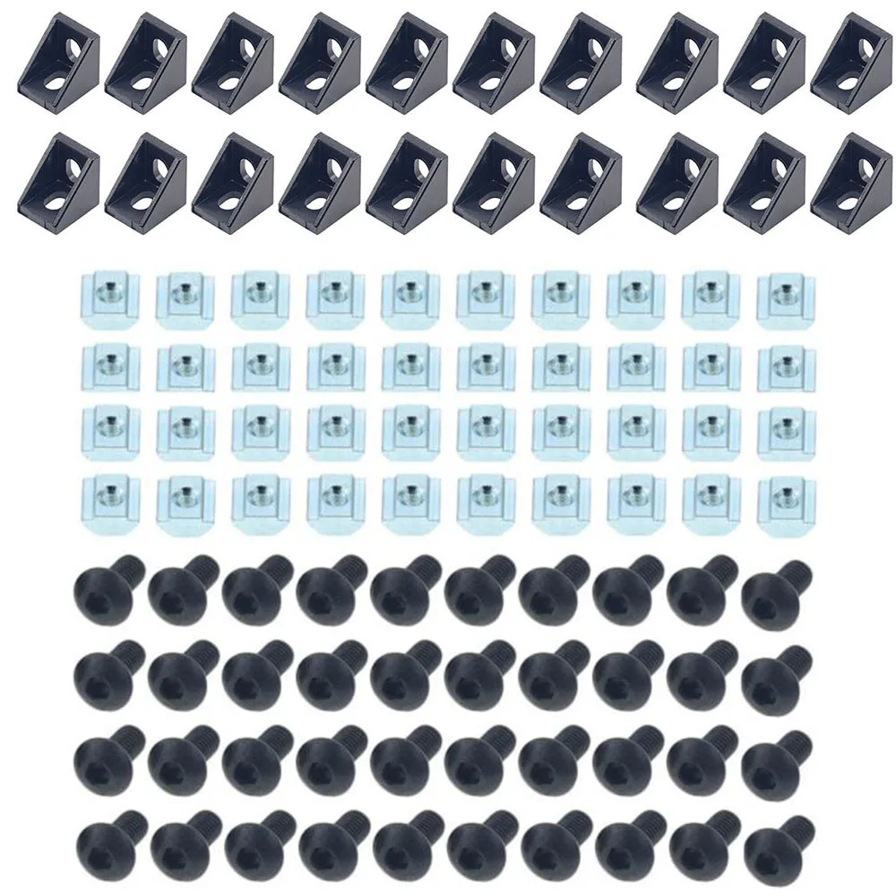 Hex-Socket-Cap Nuts T-Slot Aluminum-Profile Connector-Set:20pcs-Corner-Bracket M5x8mm