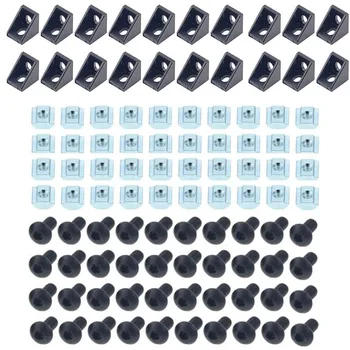 2020 알루미늄 프로파일 커넥터 세트: 코너 브래킷 20 개, 20 시리즈 M5 T 슬롯 너트 40 개, M5 x 8mm 육각 소켓 캡 40 개