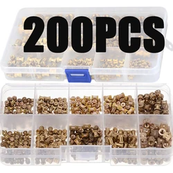 200 pcs of M2 M2.5 M3 Internal Thread Knurled Brass Thread Insert Nut Combination Kit Double Pass Knurled Nut Copper Fastener