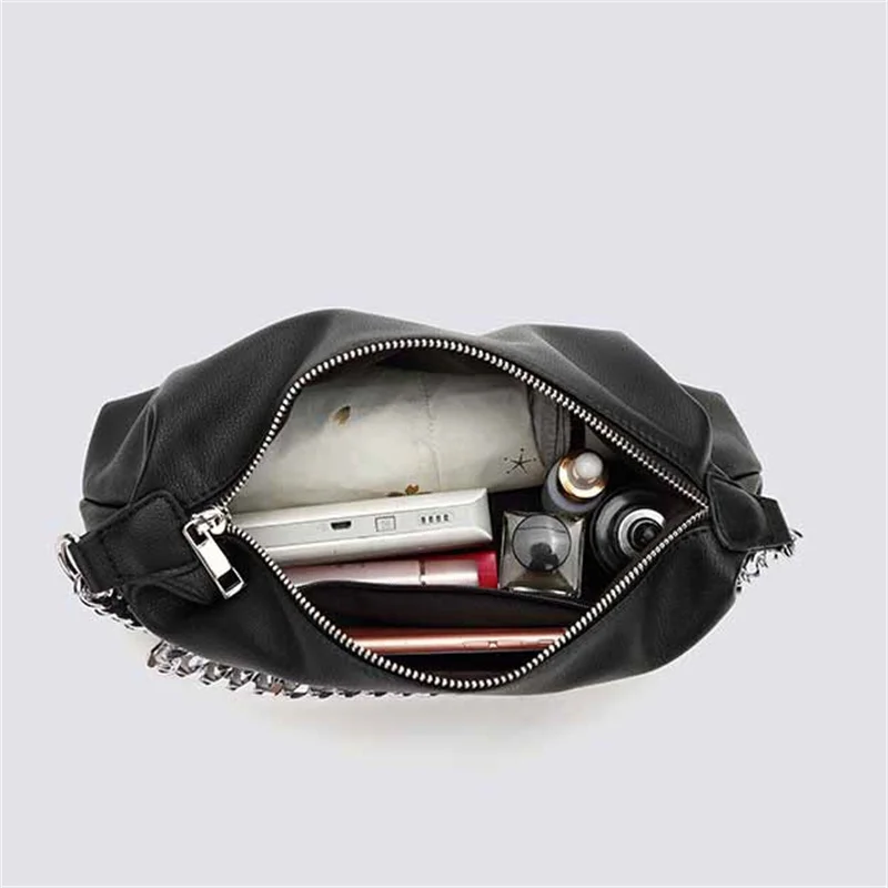 Fashion PU leather Baguette bag metal chain Shoulder Bags Brand Designer Crossbody Bags For Women 2021 Underarm Bag Women Clutch