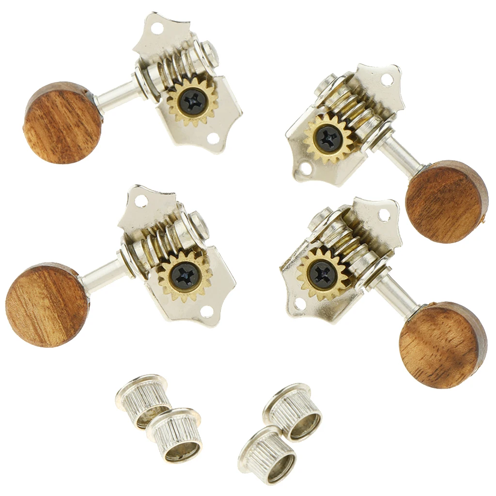 

Handmade 4Pcs Acacia Knob Ukulele Machine Heads Opened-gear DIY