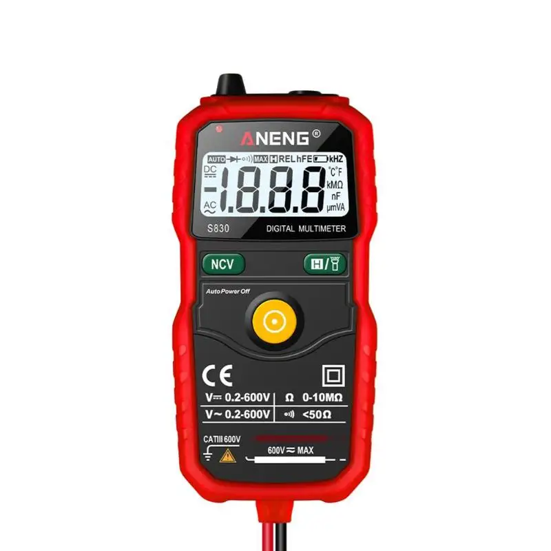 ANENG S830 NCV Цифровой мультиметр Вольтметр Амперметр Омметр ЖК-дисплей тестовый ток напряжение мультиметр защита от перегрузки с зуммером - Цвет: Красный