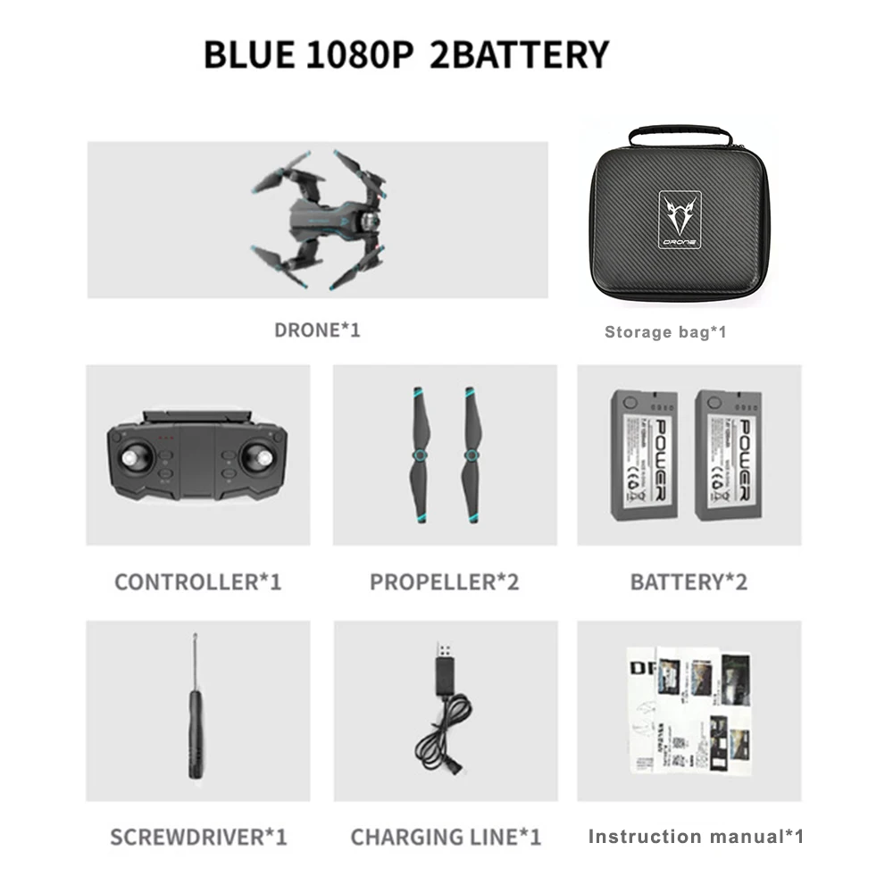 blue 1080P 2B Bag S20W 4K Full HD Двойная камера Радиоуправляемый Дрон оптический поток позиционирования слежения за мной Квадрокоптер Профессиональный wifi FPV Shakeproof вертолет - Цвет: blue 1080P 2B Bag