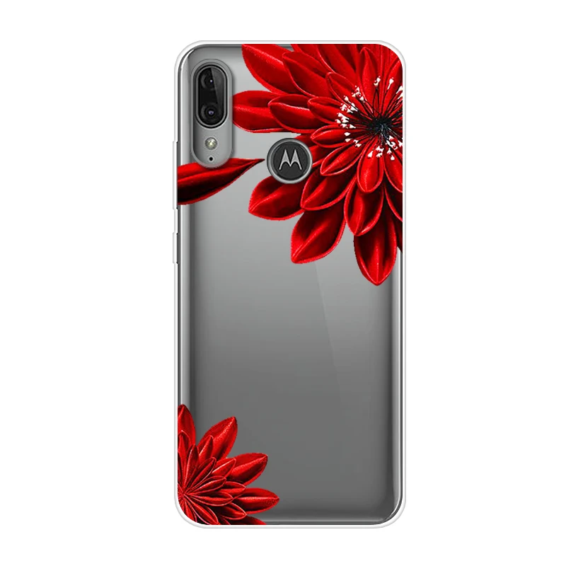33 Чехлы для телефонов Motorola Moto E6 Plus, Прозрачный Мягкий ТПУ силиконовый чехол с цветами для Moto E 6s, задняя крышка, чехол e 6 E6Plus e 6s - Цвет: 33