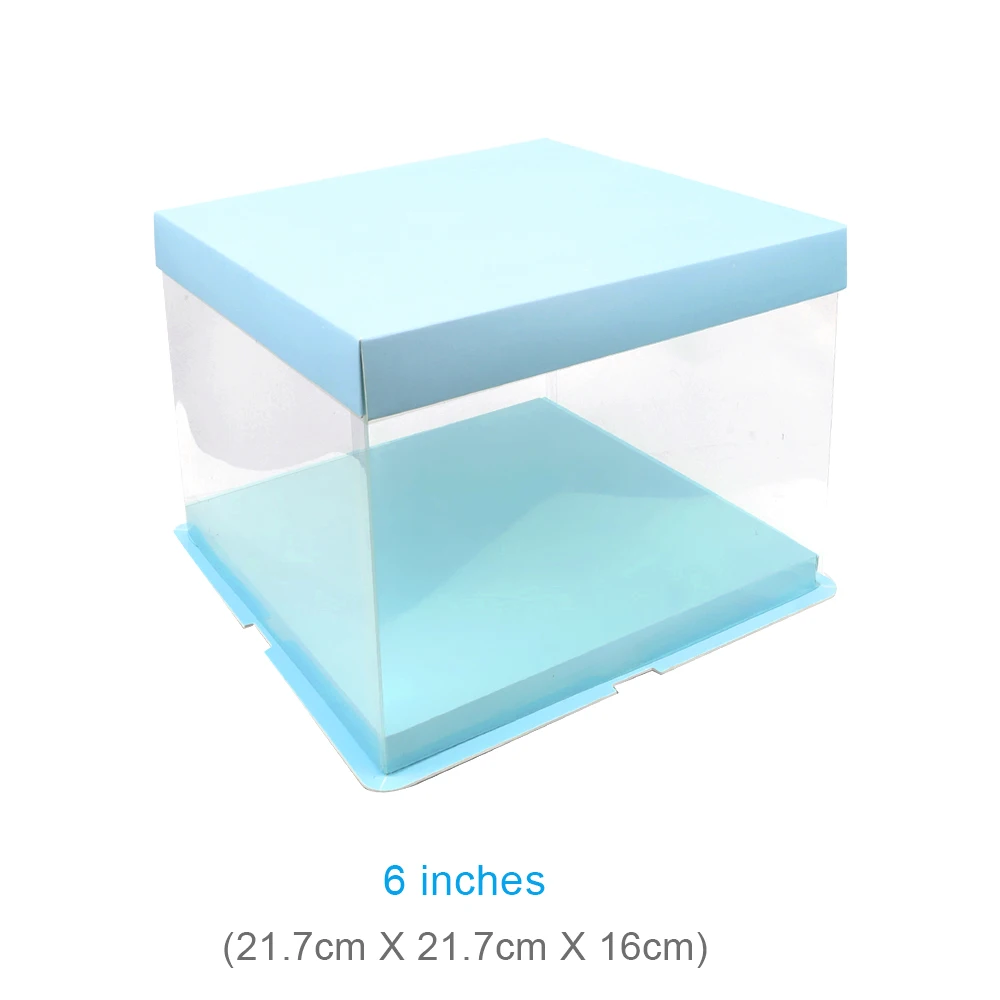 6 inch single layer 1 шт. в партии, 6/8/10 дюймов PET конфеты коробки для тортов и пирожных Свадебная вечеринка торт прозрачная подарочная коробка для кексов с прозрачным квадратным коробки для тортов и пирожных - Цвет: 6 inch single layer