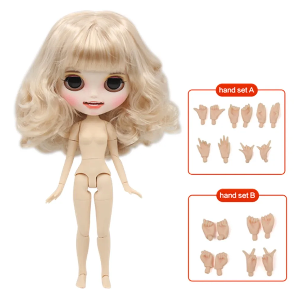 with hand AB Ледяная фабрика 1/6 blyth Кукла № BL3139 белая кожа ручная роспись лицо спящие глаза Улыбка Рот соединение тело для девочки подарок - Цвет: with hand AB