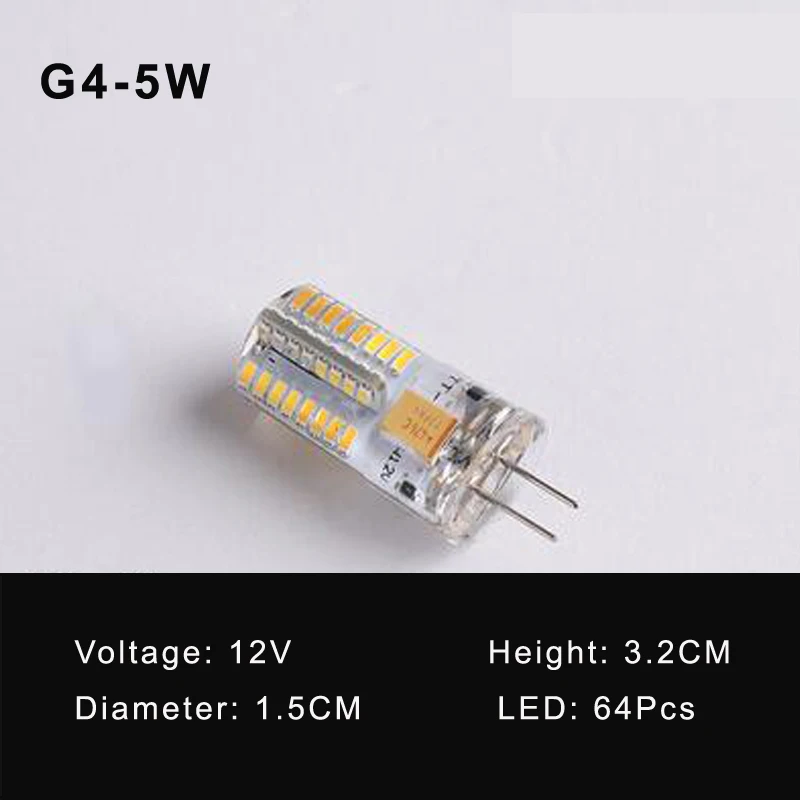 G4 5W 12V 10 шт./лот светодиодный G4 лампочка AC/DC 12 В/220 В мини кукурузная лампа заменяет традиционную галогенную лампочку для осветительных приборов аксессуары династии - Испускаемый цвет: G4 5W 12V