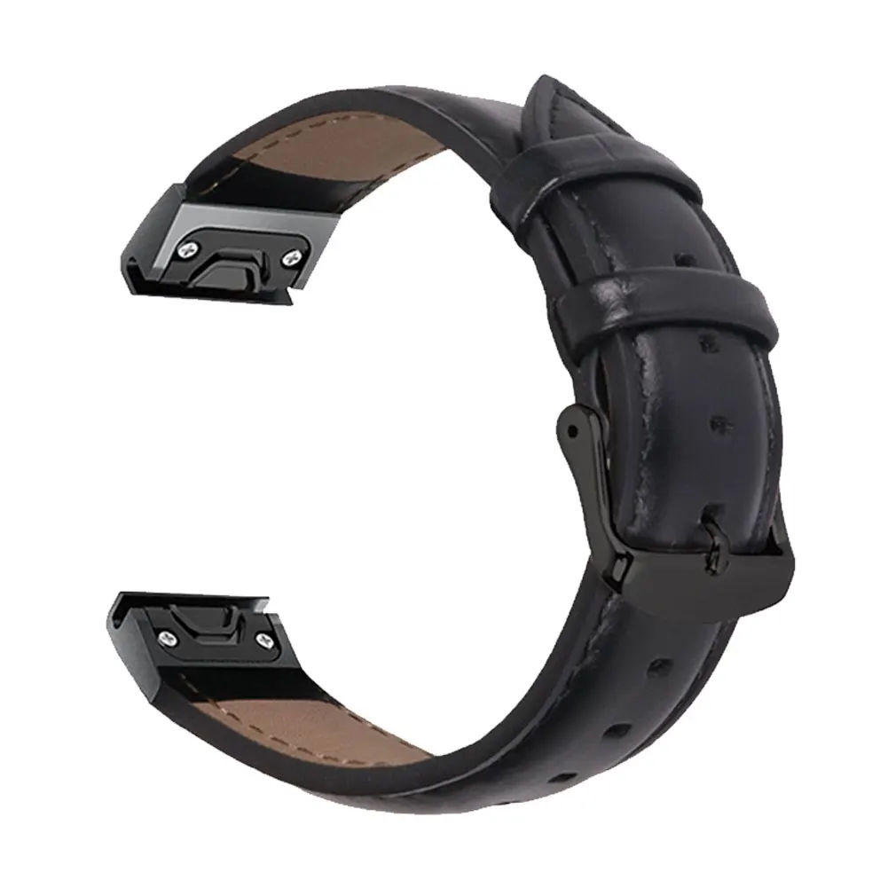 Ремешок из натуральной кожи для Garmin Fenix 6S 5S Plus 5 5X6 6X Pro 3 HR Forerunner 935 945 быстросъемный ремешок для часов - Цвет: Black N2