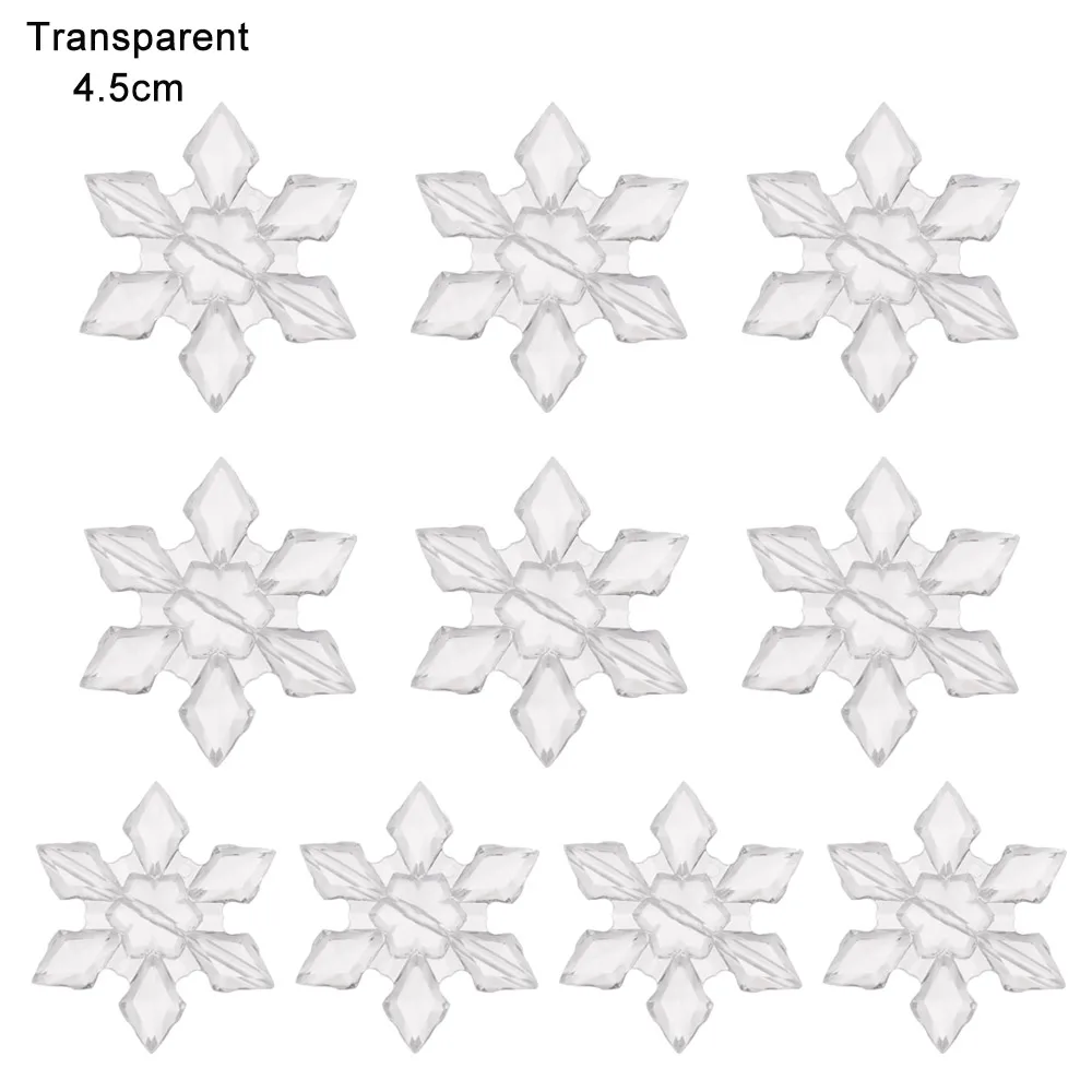 4.5cm transparent 10 шт. Рождественская искусственная Снежинка подвесной декор в форме снежинок прозрачные акриловые кристаллы-стразы кулон фестиваль Декор Ремесло - Цвет: 4.5cm transparent
