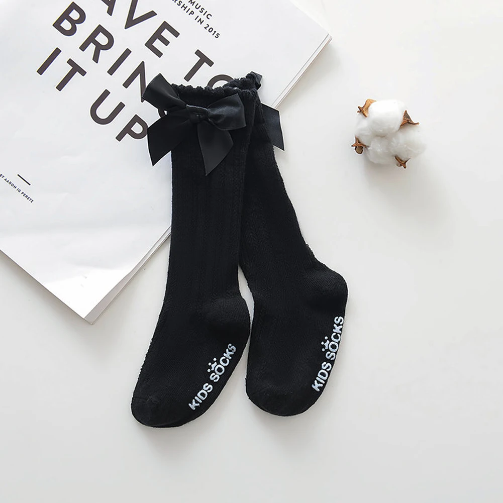 Одежда для девочек милые носки гетры высокого бантик принцесса Носки детские длинные прямые носки под сапоги с вертикальными полосками для sokken meias От 0 до 4 лет