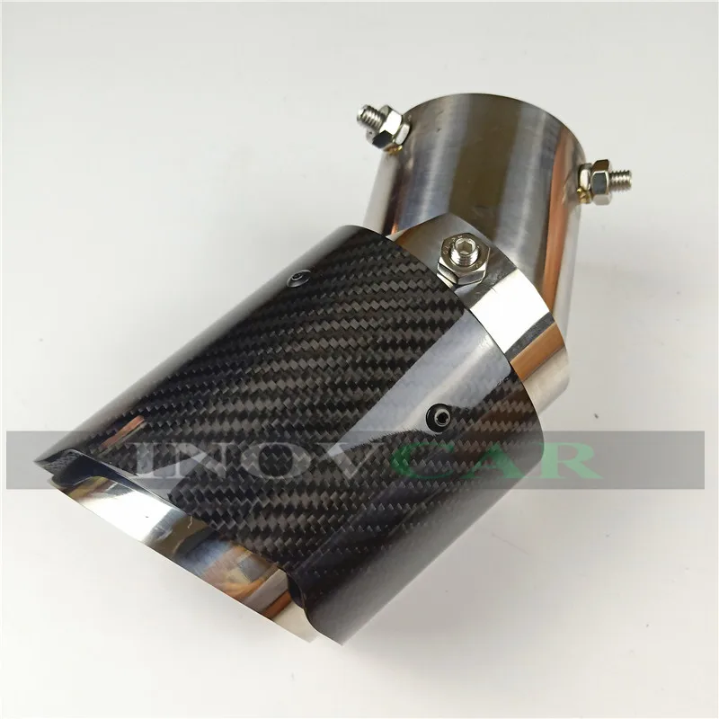 

1 Piece Akrapovic Car Exhaust Systems Glossy Carbon Rear Diffuser Muffler Tip Tail End Universal Stainless stee