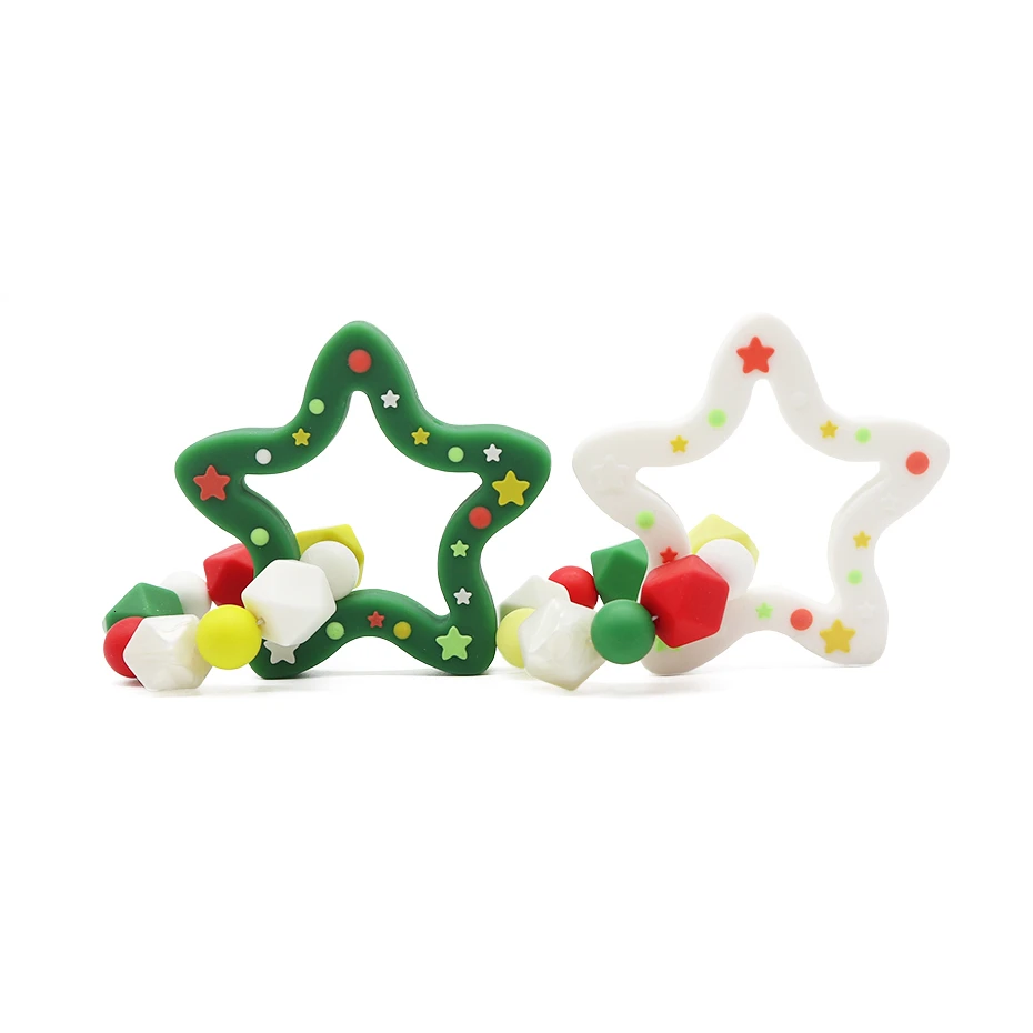 

Star Baby Teether BPA Free Silicone Toy Silicone Teething Beads Baby Rattle Teether Pacifier Pendant For Newborn Christmas Gift