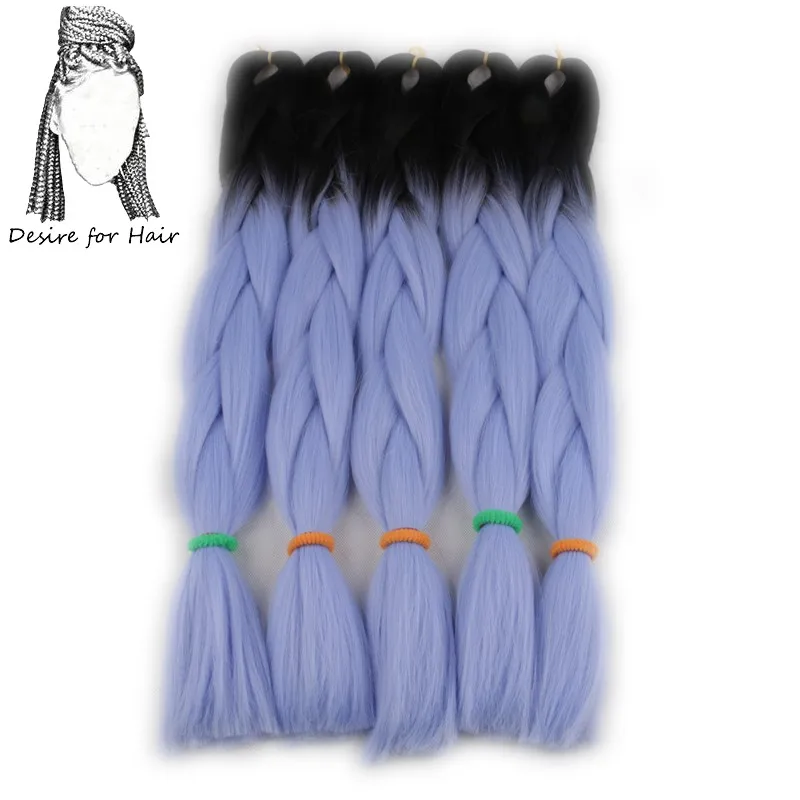 Desire for hair, 1 упаковка, 24 дюйма, 100 г, синтетические огромные косички, цвет Омбре, черный, серый, бордовый, косички для наращивания волос - Цвет: # Бордовый