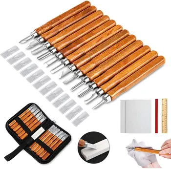 

SEPGLITTER Wood Carving Knife Set - 20 PCS Hand Carving Tool Set for DIY Sculpture Carpenter Experts & Beginners