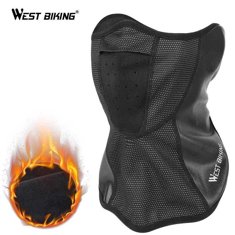 Зимняя велосипедная маска WEST BIKING наполовину закрывающая лицо теплая флисовая