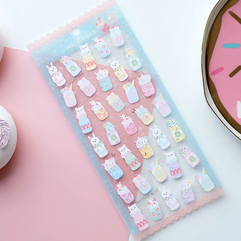Nekoni Cute Cake Snack Stickers Macaron Color Shinning Paper Sticker for Scrapbooking Diary Card Journal Decoration DIY Craft