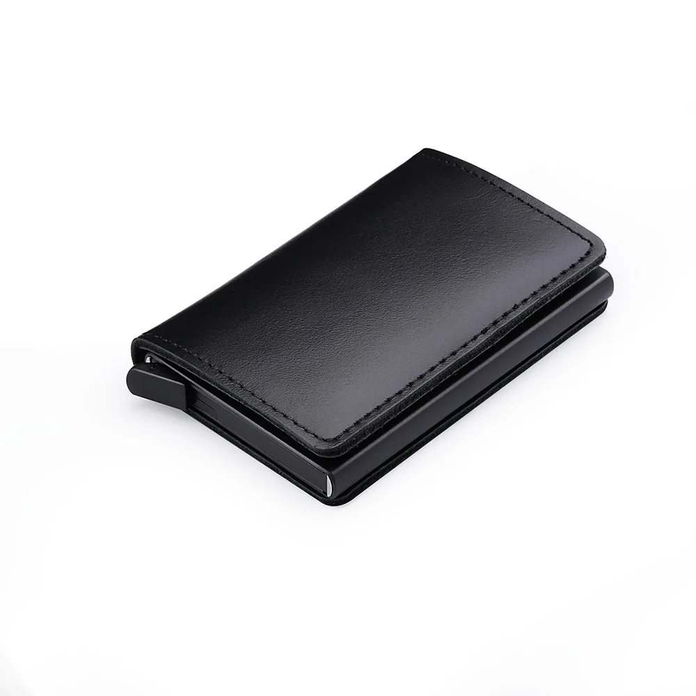 Casekey роскошный мужской бумажник из натуральной кожи с верхним зерном, Rfid Блокировка, держатель для карт, кошелек - Цвет: BLACK