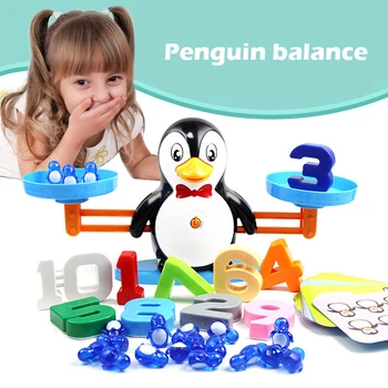

Children's puzzle digital balance toy penguin elephant puppy math enlightenment weigh board game balance toy scale game