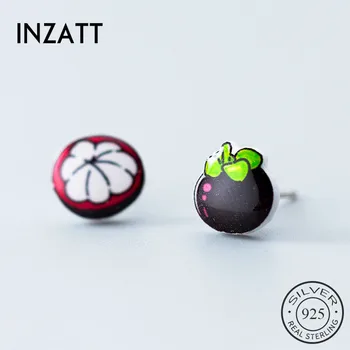 

INZATT Real 925 Sterling Silver Minimalist Fruit Acrylic Stud Earrings For Fashion Woman Party Fine Jewelry Accessories Gift