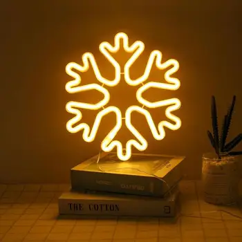 

New Fashion Durable Neon Lamp Easy Installation Snowflake Shape LED Neon Night Lamp USB Battery Charged Shopping Mall Home Decor
