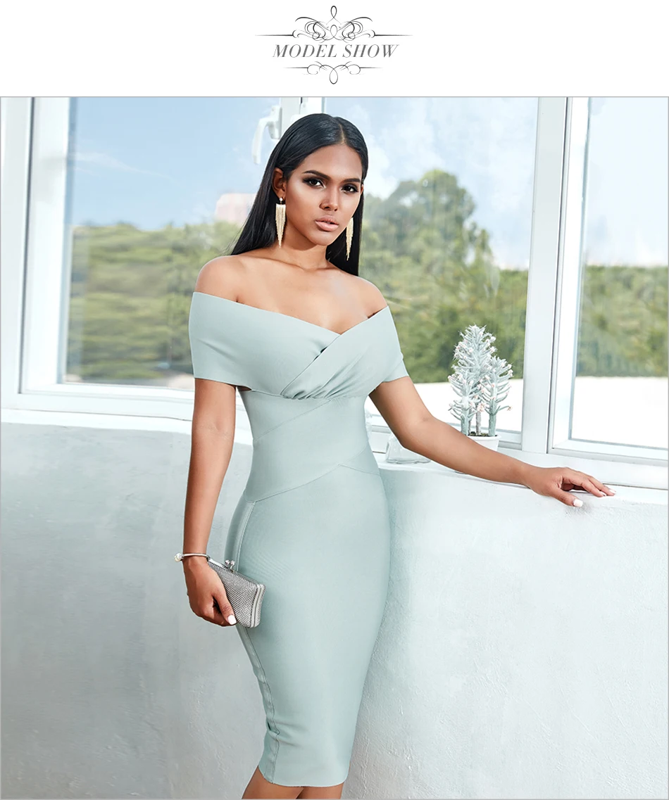 ADYCE New Summer Off Shoulder Bandage Dress Women Sexy Short Sleeve Midi Bodycon Club Celebrity Runway Party Dress Vestidos