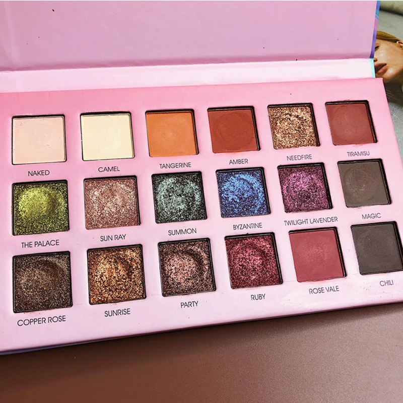 

18 Colors Pigment Eye Shadow Palette Easy To Wear Shimmer Make Up New Eyeshadow Matte Pearlescent Glitter Eye Shadow TSLM1