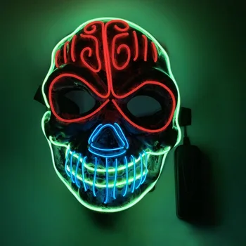 

X Mask EL Wire Woven Light Up Halloween Mask Scare Horror PlasticGlowing Cosplay Costume Mask Adults Children For Festival Party