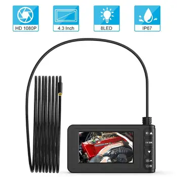 

VODOOL 8mm 8 LED Camera Endoscope IP67 HD Mini Camcorder Inspection Camera Borescope with 4.3 inch Color Display for maintenance