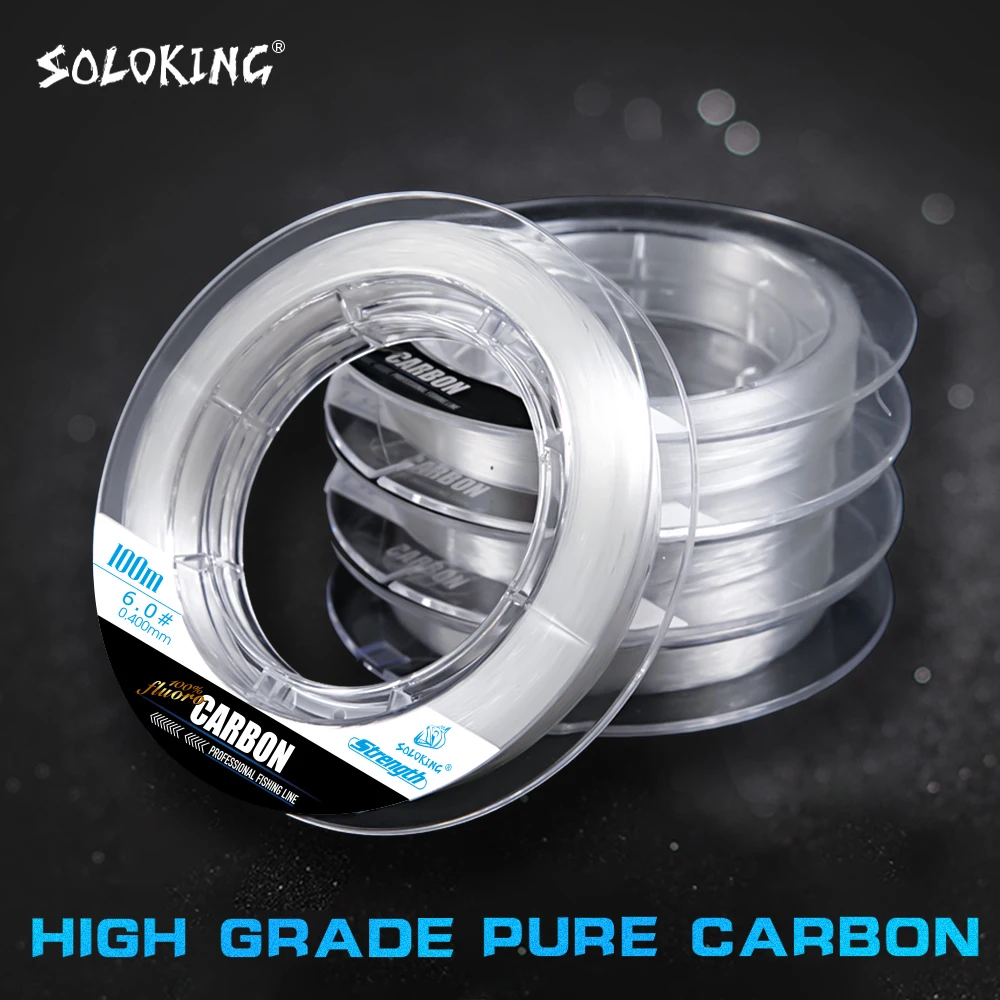 

SOLOKING 100% Pure Fluorocarbon Fishing Line Monofilament 50m 100m 3-35LB Strong Fishing Leader Line for Freshwater Saltwater