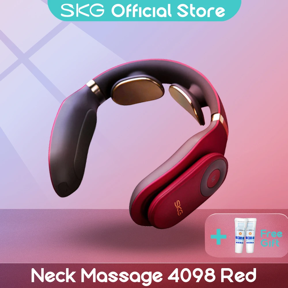 SKG Smart Electric Neck Shoulder Massager 4098 Red Pain Relief Remote Control Cervical Vertebra Relaxation Pulse | Красота и здоровье