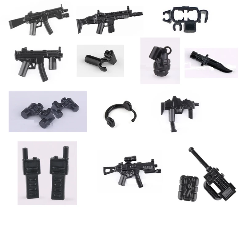 10 개/묶음 군사 소총 기계 기관단기 SMG MOC 모델 빌딩 블록 장난감, 어린이 SWAT 육군 무기 군사 잠금