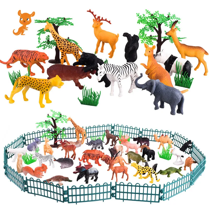 

53 Mini Animal World Zoo Model Cartoon Simulation Animal Cute Plastic Collection Children's Toy