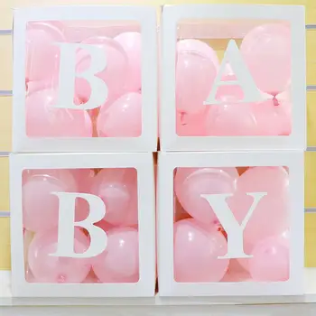

Letter Transparent Boxes Special Party BABY Creative Balloon Packing Box Cube Transparent Boxes 4pcs LOVE Christmas Decoration