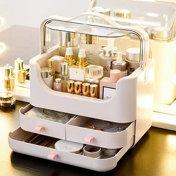 

Desktop Dressing Table Skin Care Product Storage Box Portable Makeup Storage Box Lipstick Jewelry Rack Beauty Storage Cabinet