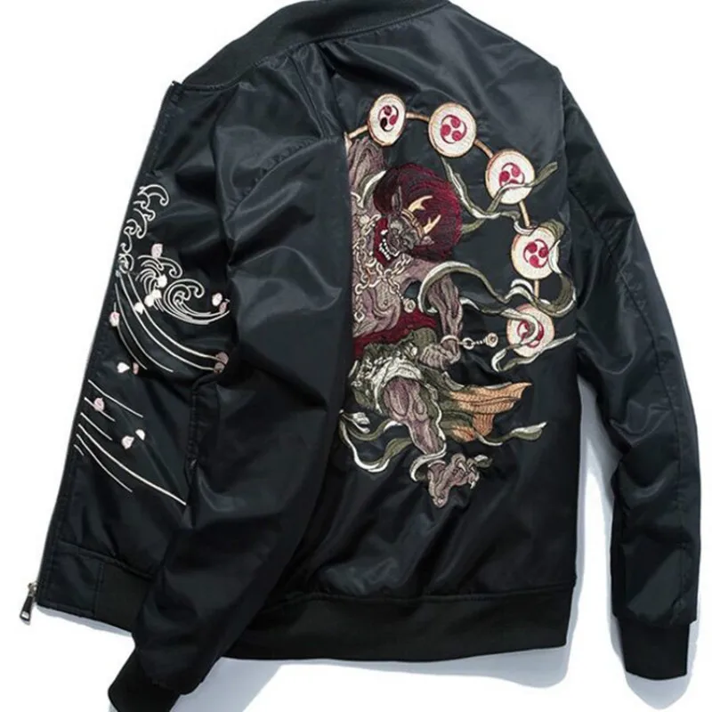 Winter Bomber Jacket Men Embroidery Anime -Pilots Baseball Uniform Japanese Harajuku Streetwear Clothes Thick Warm Casual