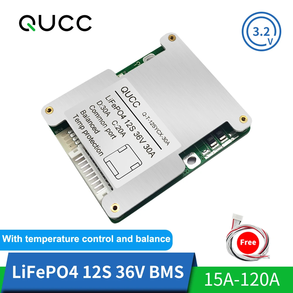 Qucc 12S 36V 15A 20A 30A 40A 50A 60A 80A 100A 120A Lifepo4 BMS 18650 32700 3 2 V литиевая Батарея панель защиты с балансом|Аксессуары для