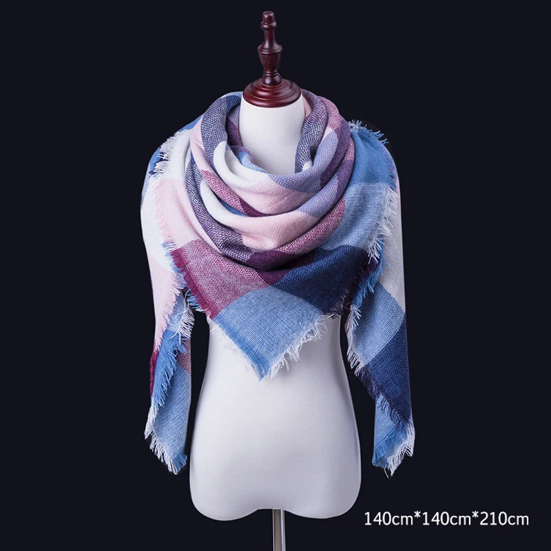 Новинка, зимний женский шарф, клетчатый теплый кашемировый шарф, шали, женский роскошный брендовый женский шарф, зимний шарф, Дамское одеяло - Цвет: B27