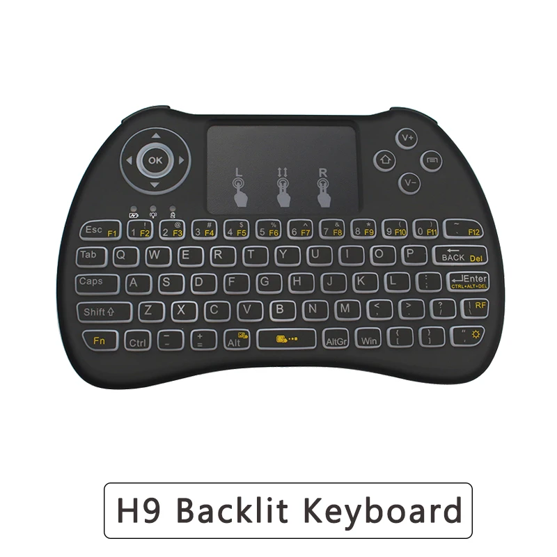 H9 клавиатура с подсветкой 2 4 ГГц Беспроводная тачпадом Qwerty английский Verson для