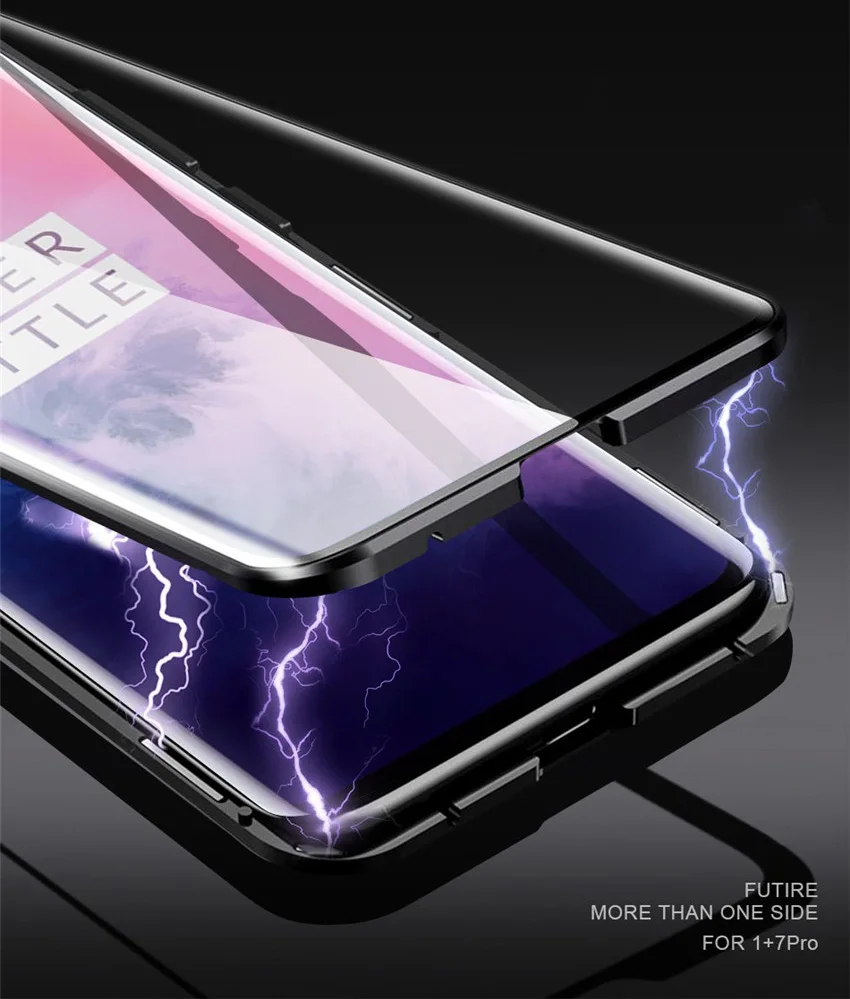 R-just Полный стеклянный Магнитный чехол для Oneplus 7 Pro металлический закаленное стекло задняя крышка для Oneplus 6 6t Oneplus 7 Чехол
