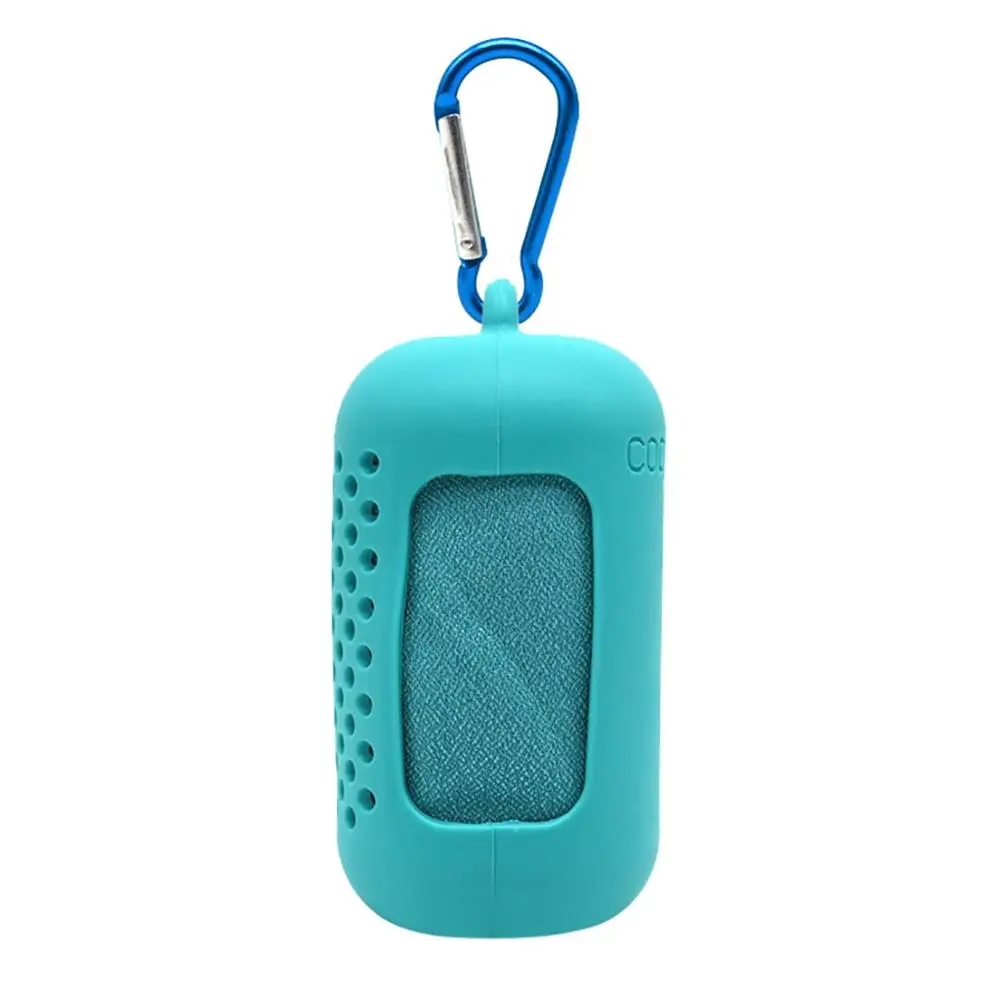 Mint Green Portable Quick-drying Sports Cold Towel Ultrafine Fiber Sweat Absorption with silicone cover microfiber towel gym Towel&cx - Color: Mint Green