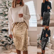 Новая женская Повседневная расшитая блестками Высокая талия бахрома на сумку на юбку бедра юбка удобная модная повседневная элегантная женская мода юбки