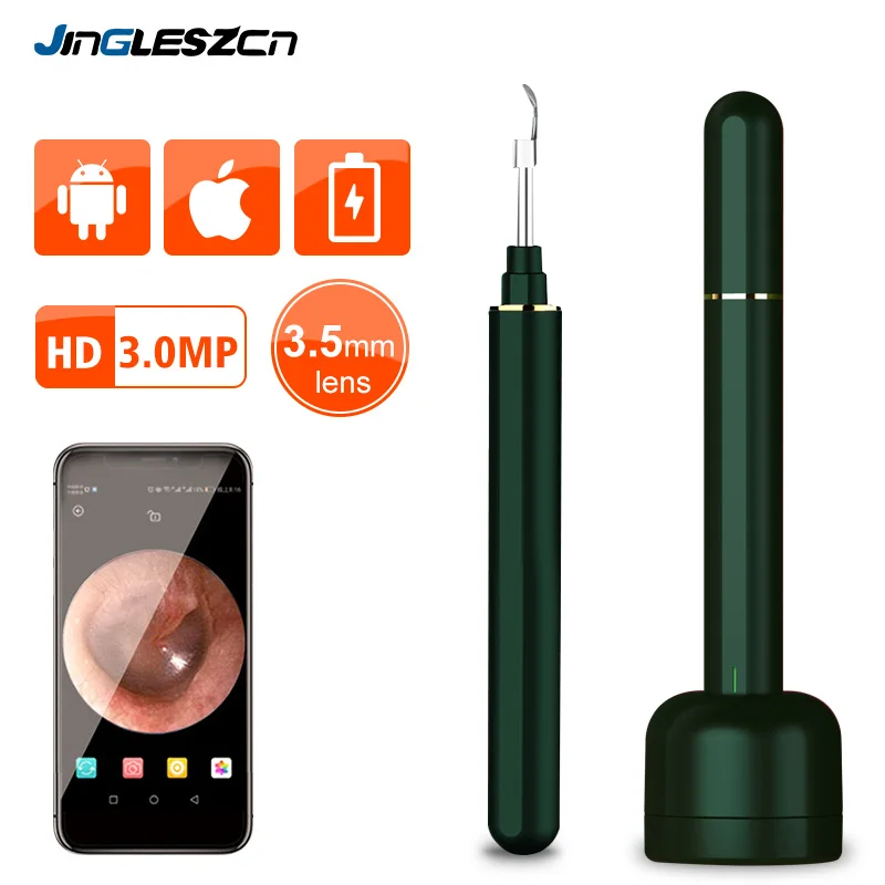 

WiFi Otoscope 3.0MP Wireless Ear Endoscope with 6 LED Ear Endoscope Camera Earwax Cleaning Tool for iPhone IOS Android Samsung